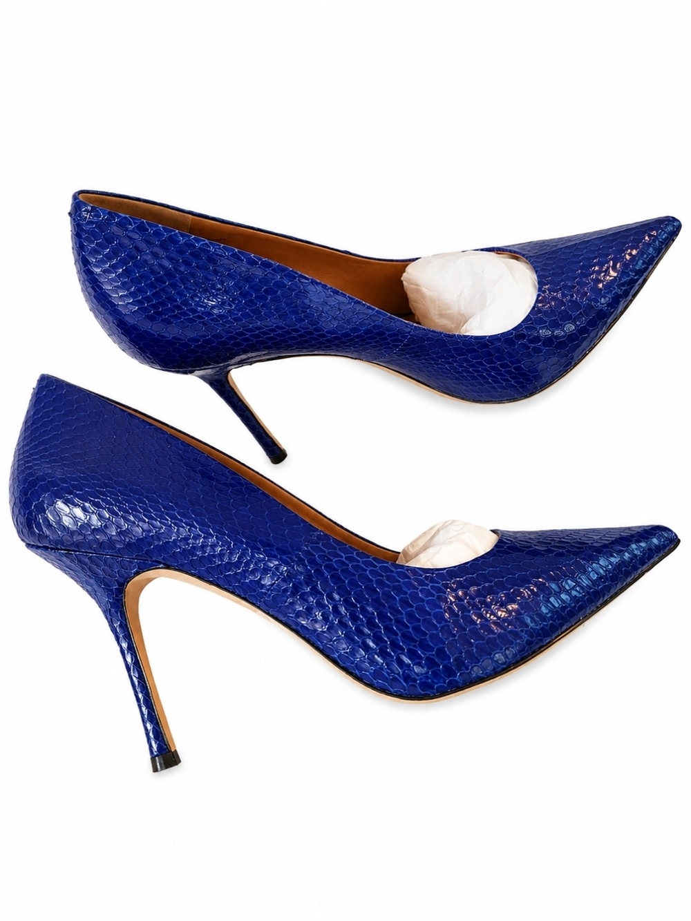 Rachel Roy Cobalt Blue Snakeskin Pointed Toe Stiletto Pumps Size 11M NWB - Picture 3 of 7
